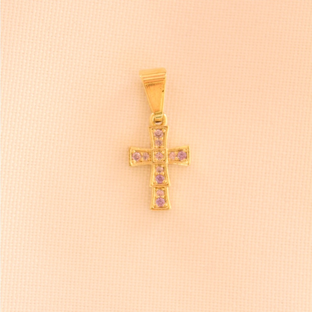 Purple cross necklace